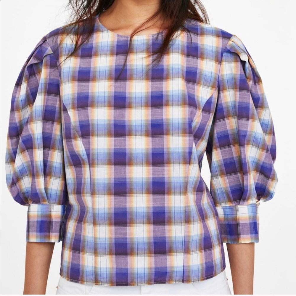Puff Checked Blouse